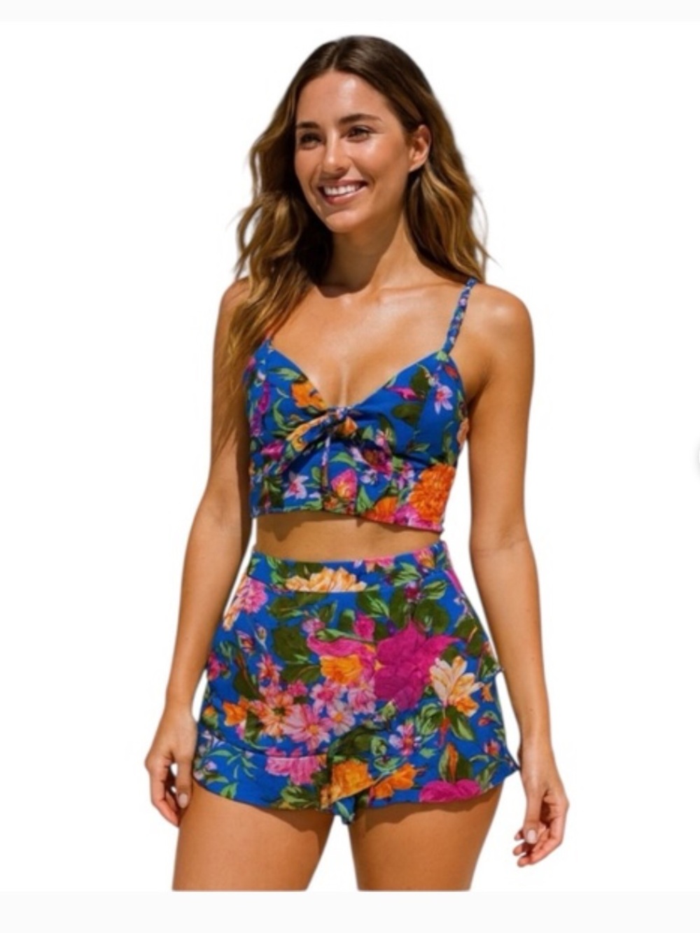 Lottie & Holly Floral Crop Top and Skort Set